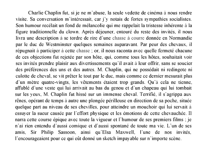 Charlie Chaplin et le Vautrait du Duc - Extrait des mémoires de Consuelo Vanderbilt Balsan - 2015 - Don à la Société de Vènerie